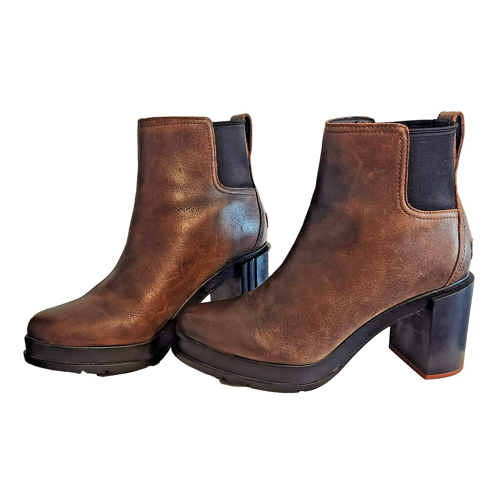 Sorel Womens Blake Chelsea Boot Burro Brown 9 Waterproof High Block Heel